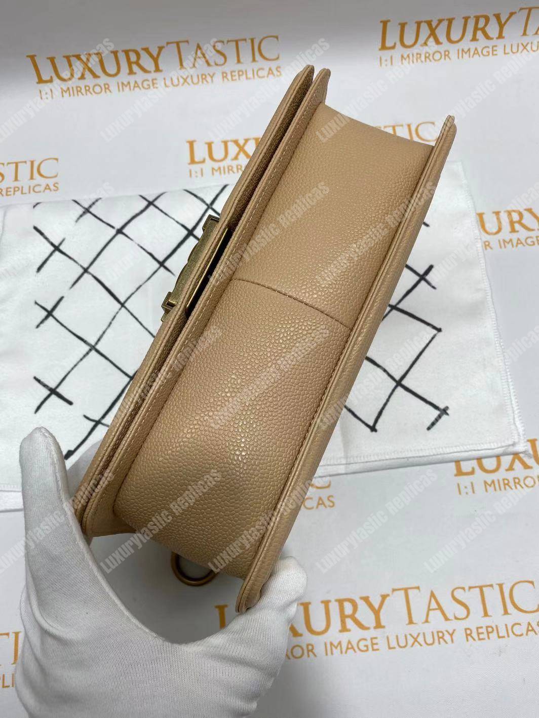 Ch*el boy medium handbag beige