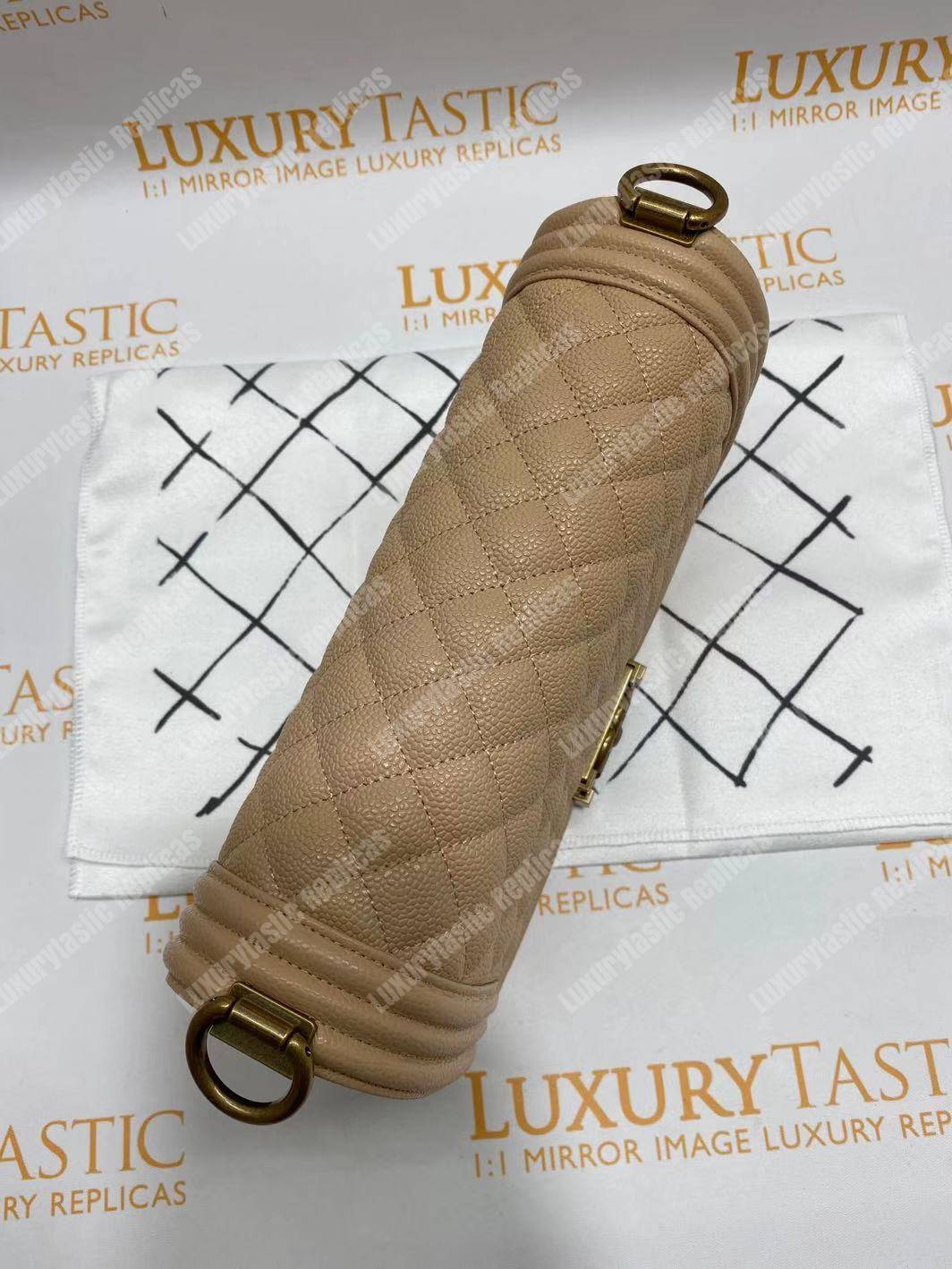 Ch*el boy medium handbag beige