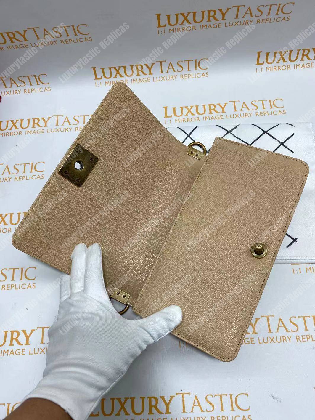 Ch*el boy medium handbag beige