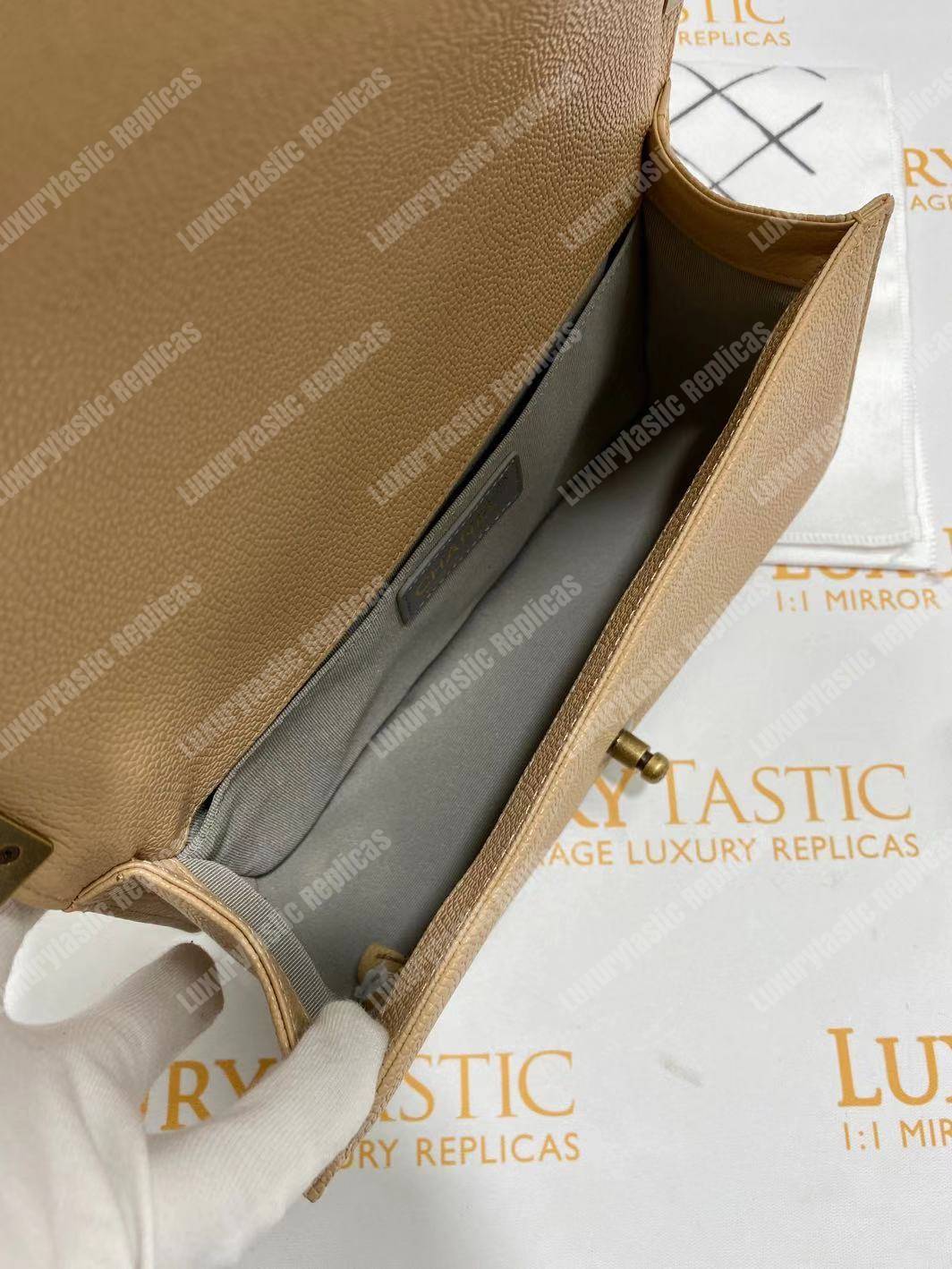 Ch*el boy medium handbag beige