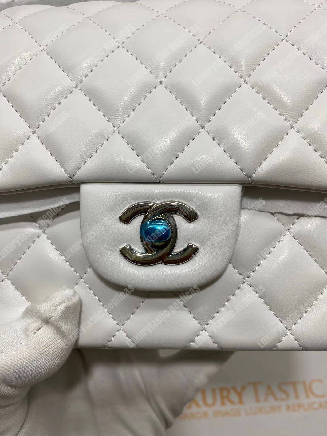 Ch*el medium classic handbag white