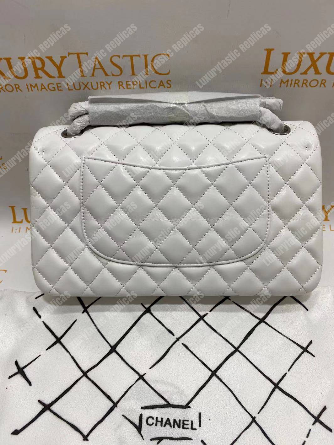 Ch*el medium classic handbag white