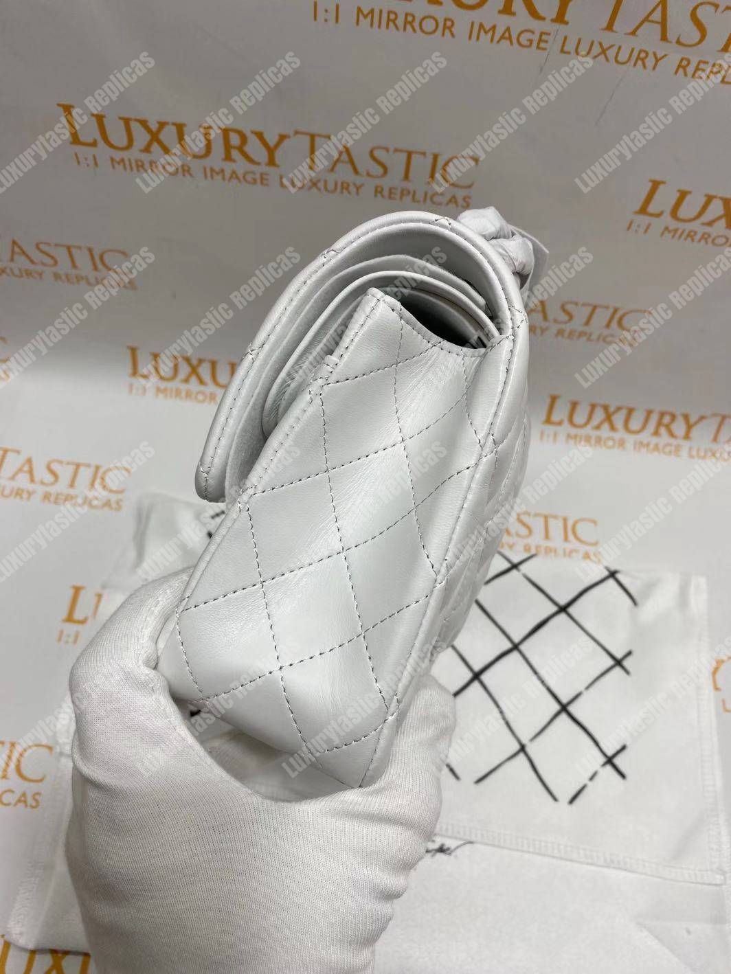 Ch*el medium classic handbag white