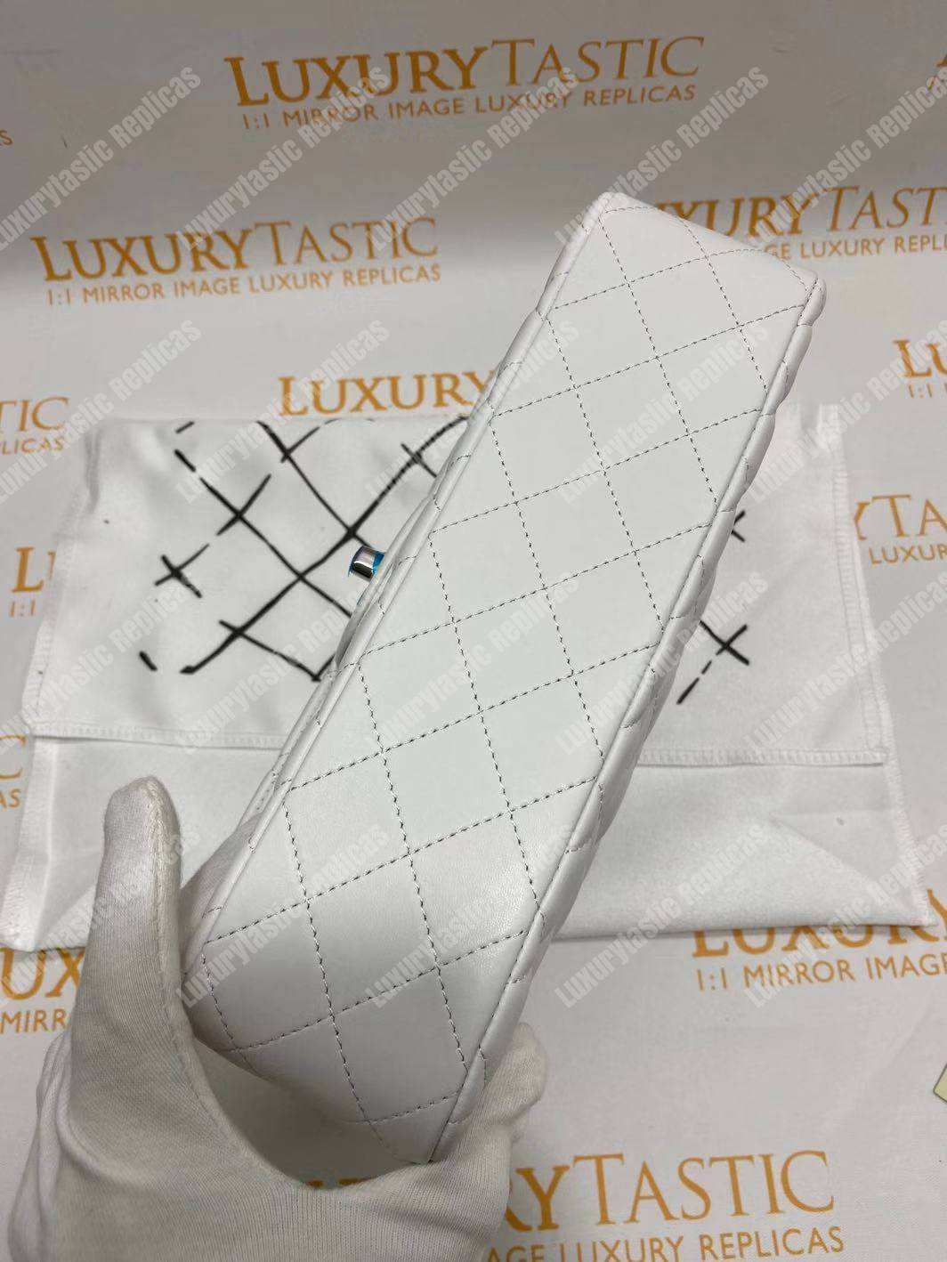 Ch*el medium classic handbag white