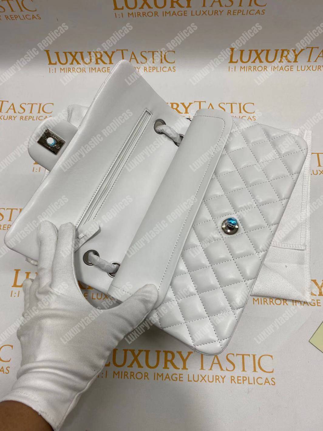 Ch*el medium classic handbag white