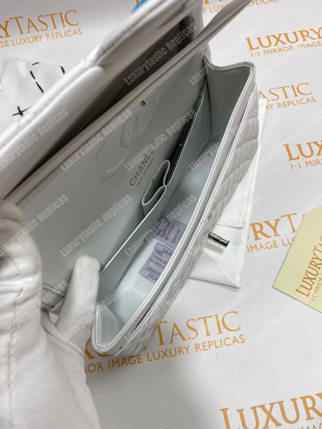 Ch*el medium classic handbag white