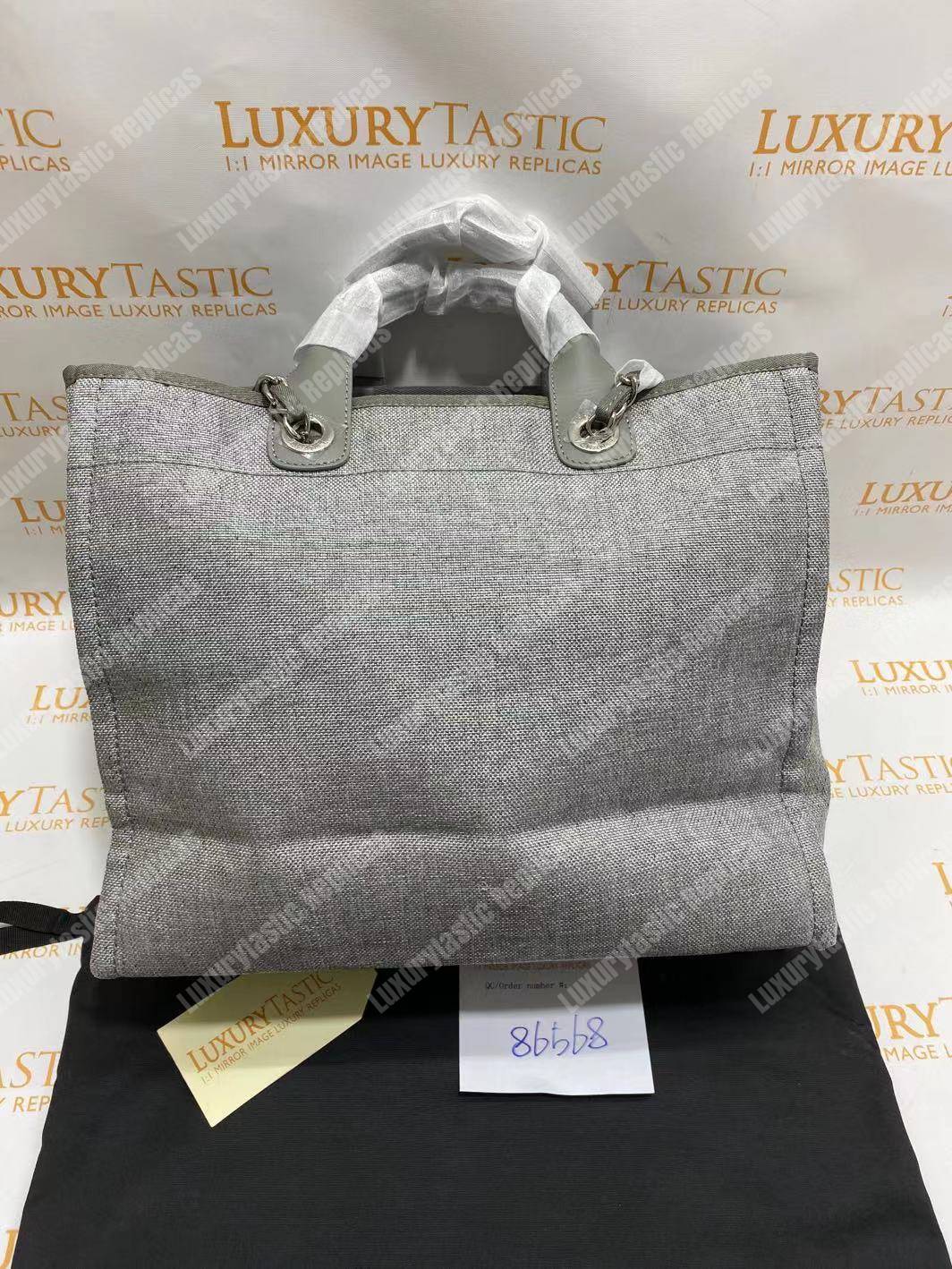 Ch*el deauville fabric tote gray