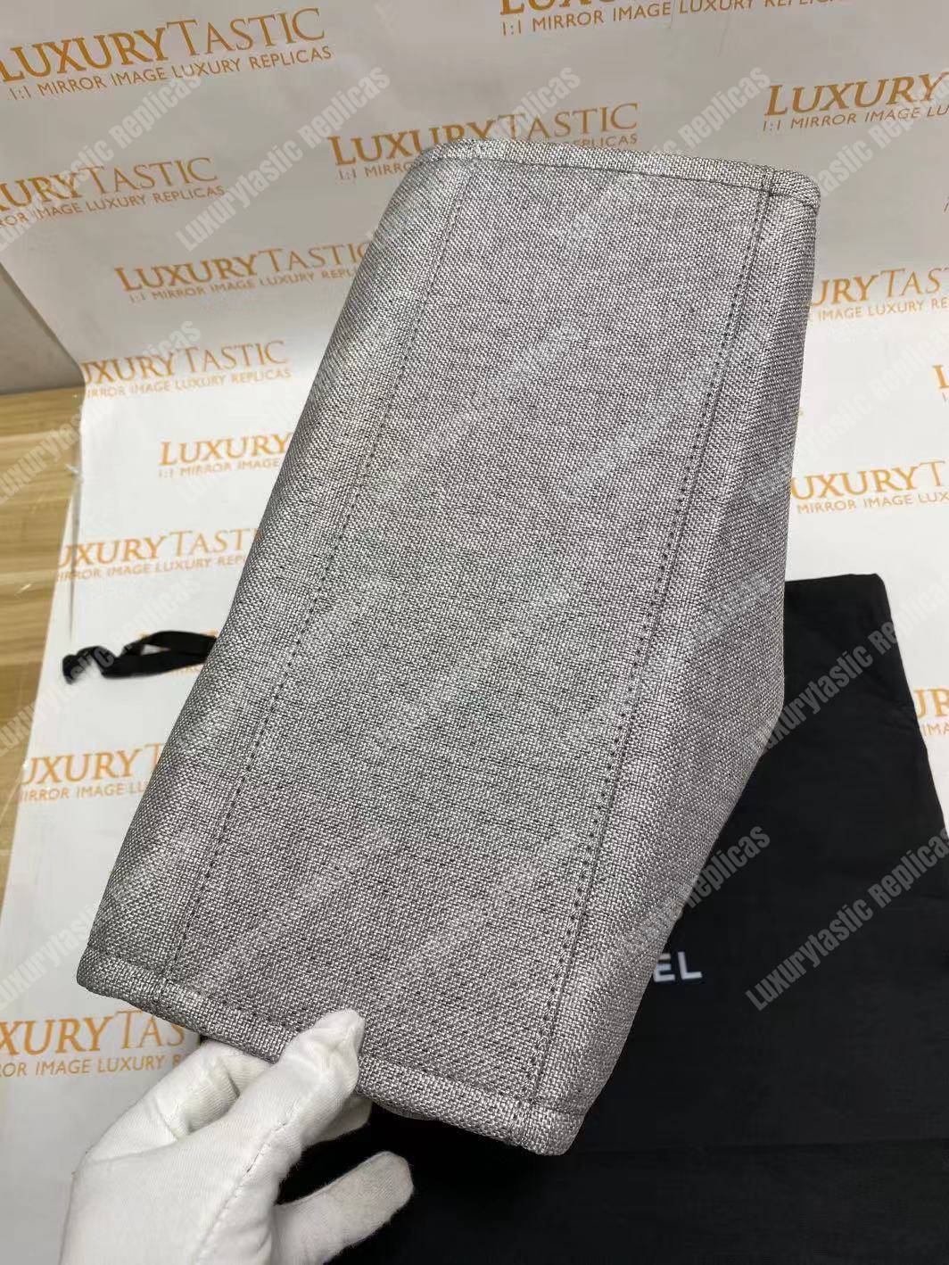 Ch*el deauville fabric tote gray