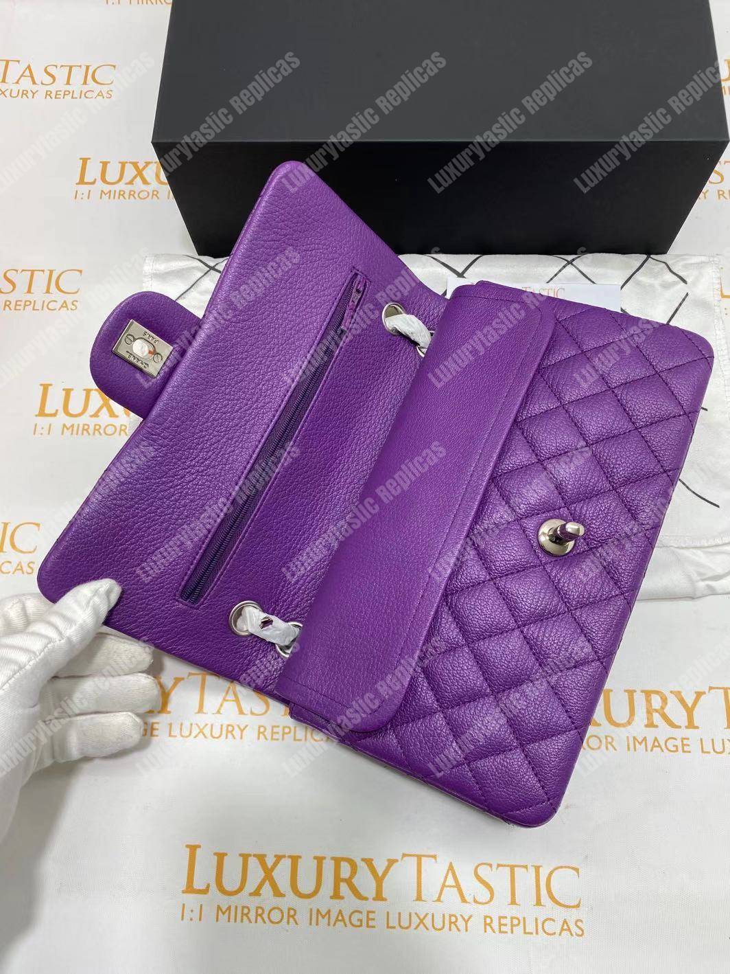 Ch*el medium classic handbag purple