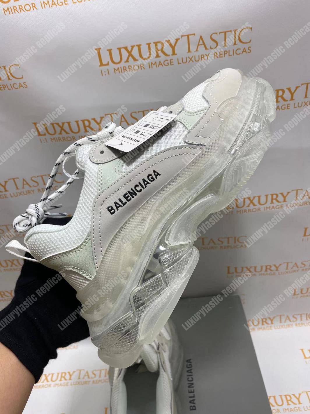 Ba*len*cia*ga triple s clear sole white