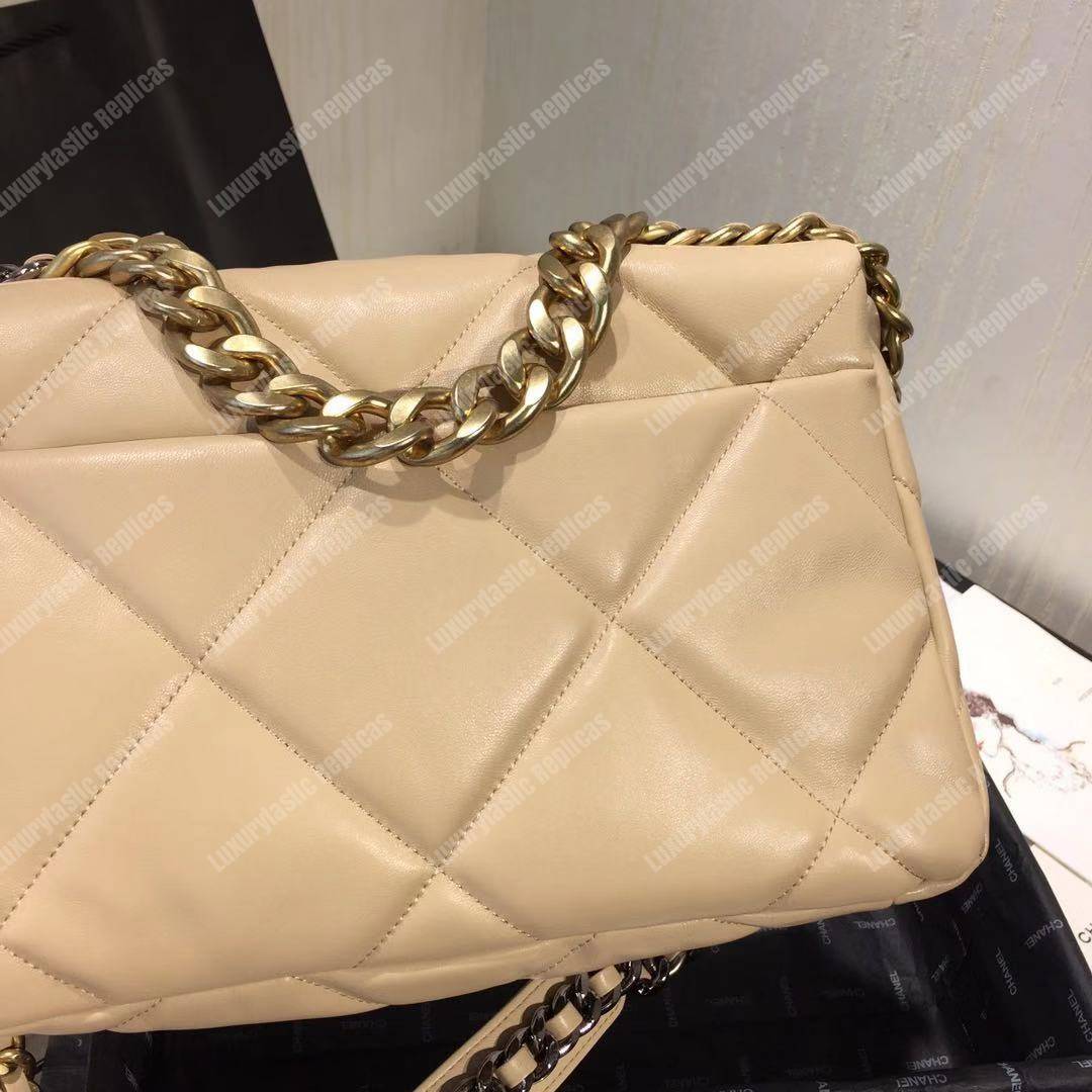 Ch*el 19 large flap bag beige