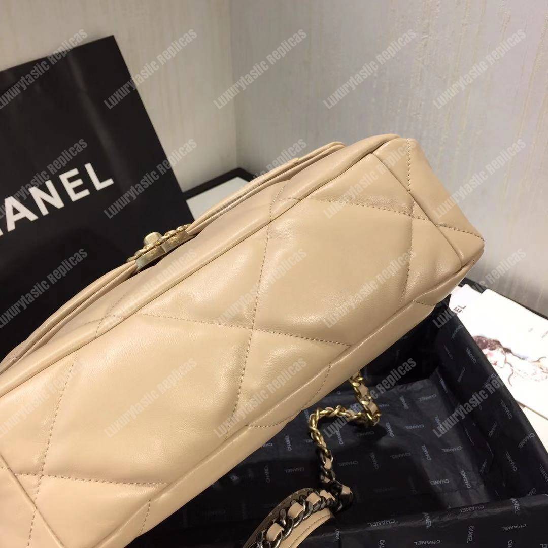 Ch*el 19 large flap bag beige