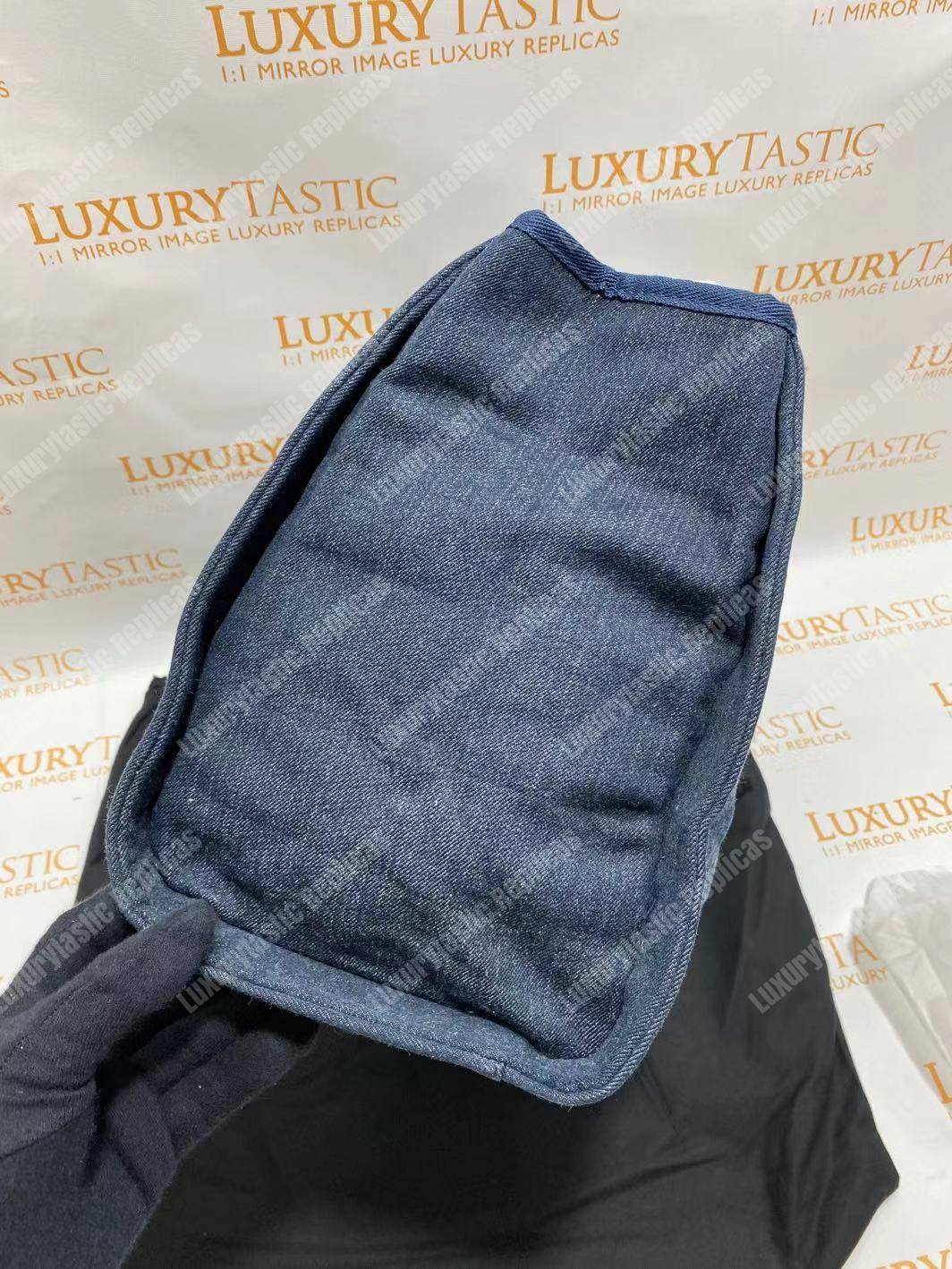 Ch*el deauville fabric tote blue/white