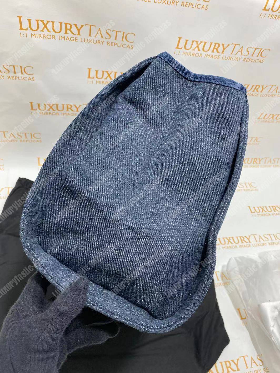 Ch*el deauville fabric tote blue/white