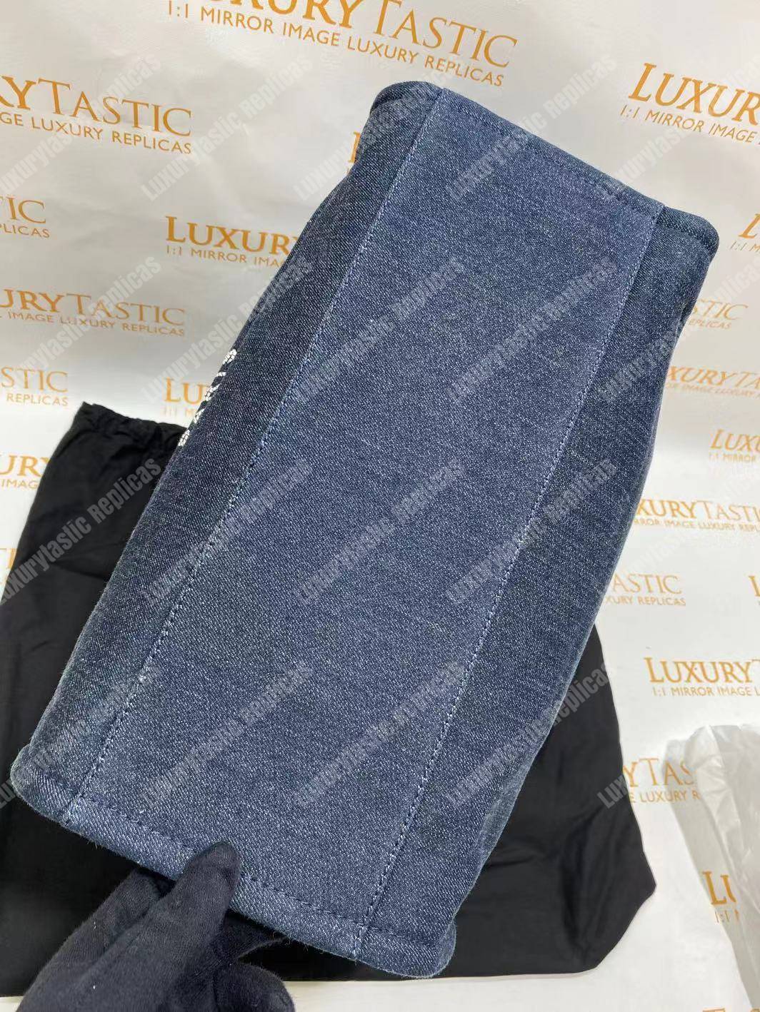 Ch*el deauville fabric tote blue/white