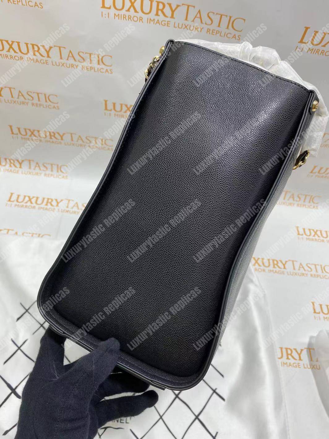 Ch*el studded calfskin small deauville tote bag gold-tone