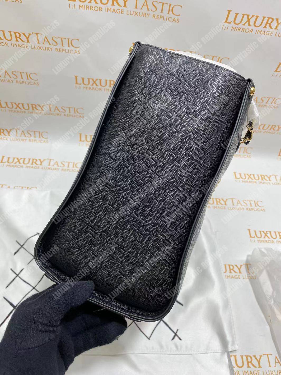 Ch*el studded calfskin small deauville tote bag gold-tone