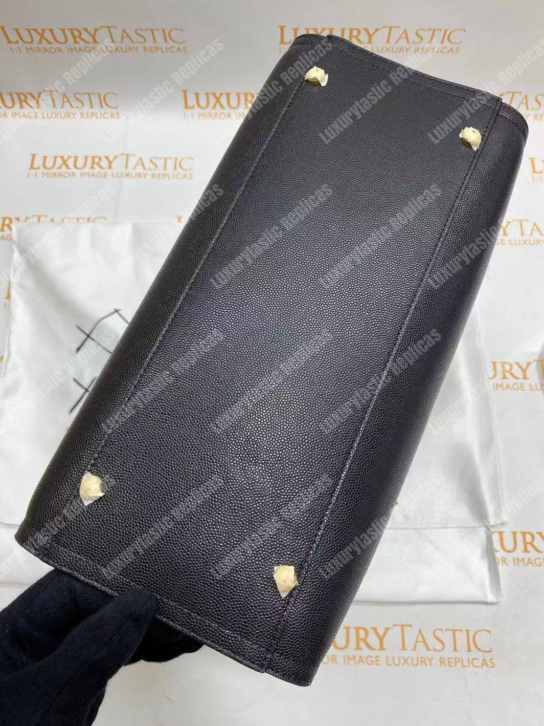 Ch*el studded calfskin small deauville tote bag gold-tone