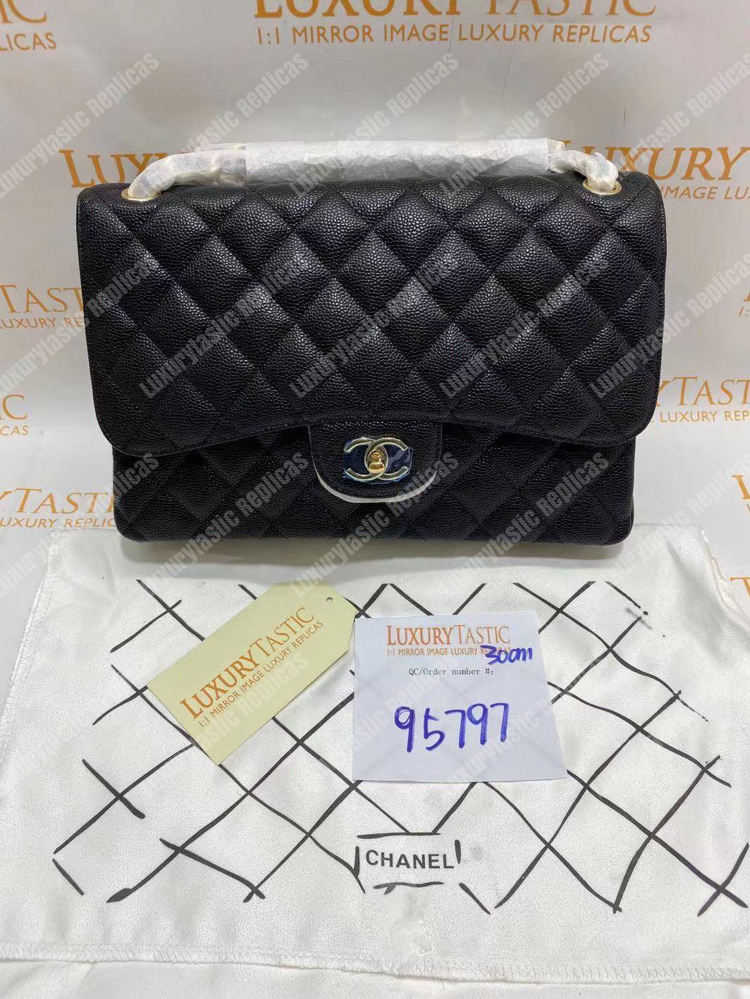 Ch*el large/jumbo classic handbag black