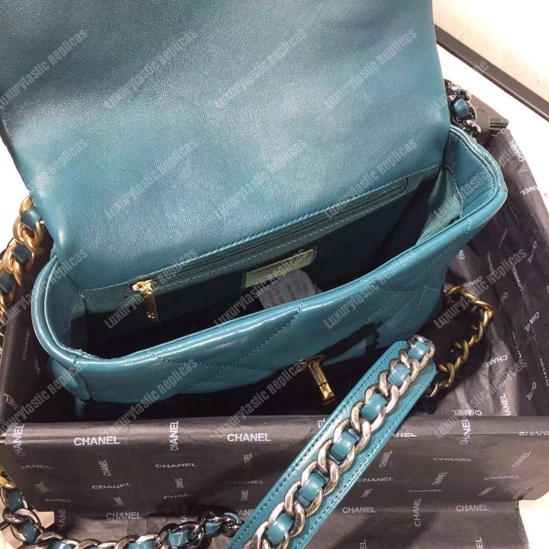 Ch*el 19 large flap bag turquoise