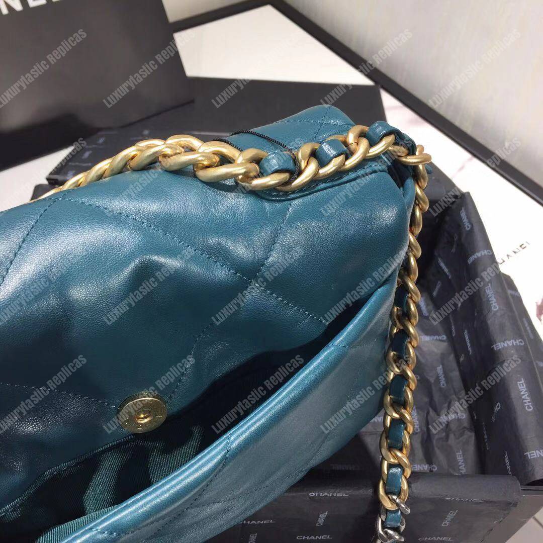 Ch*el 19 large flap bag turquoise