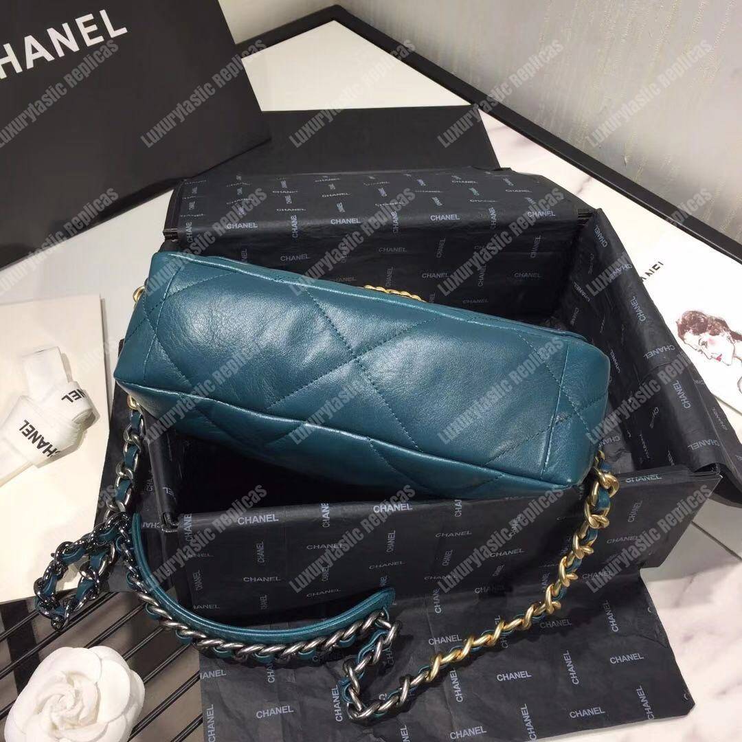 Ch*el 19 large flap bag turquoise
