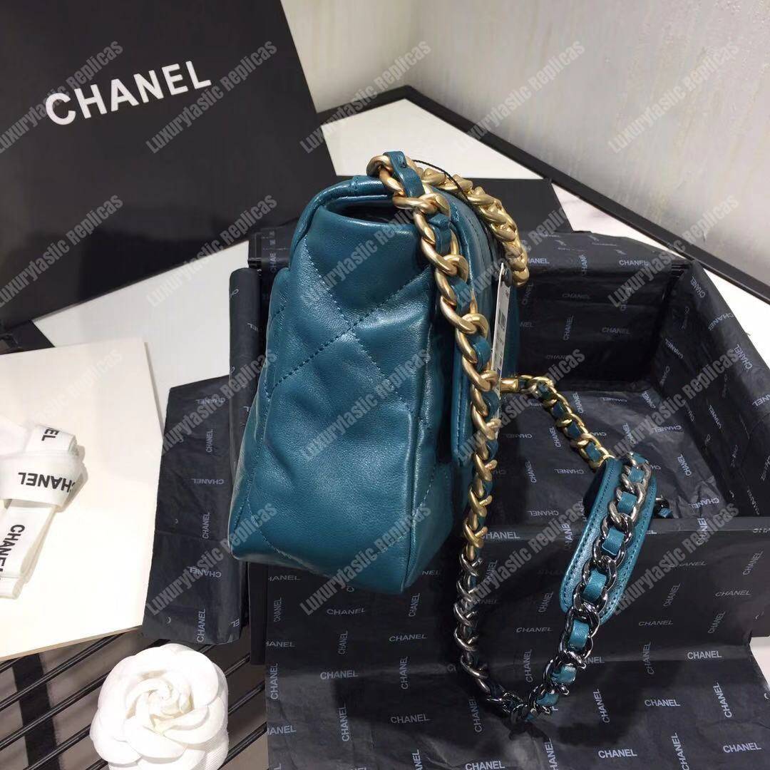 Ch*el 19 large flap bag turquoise