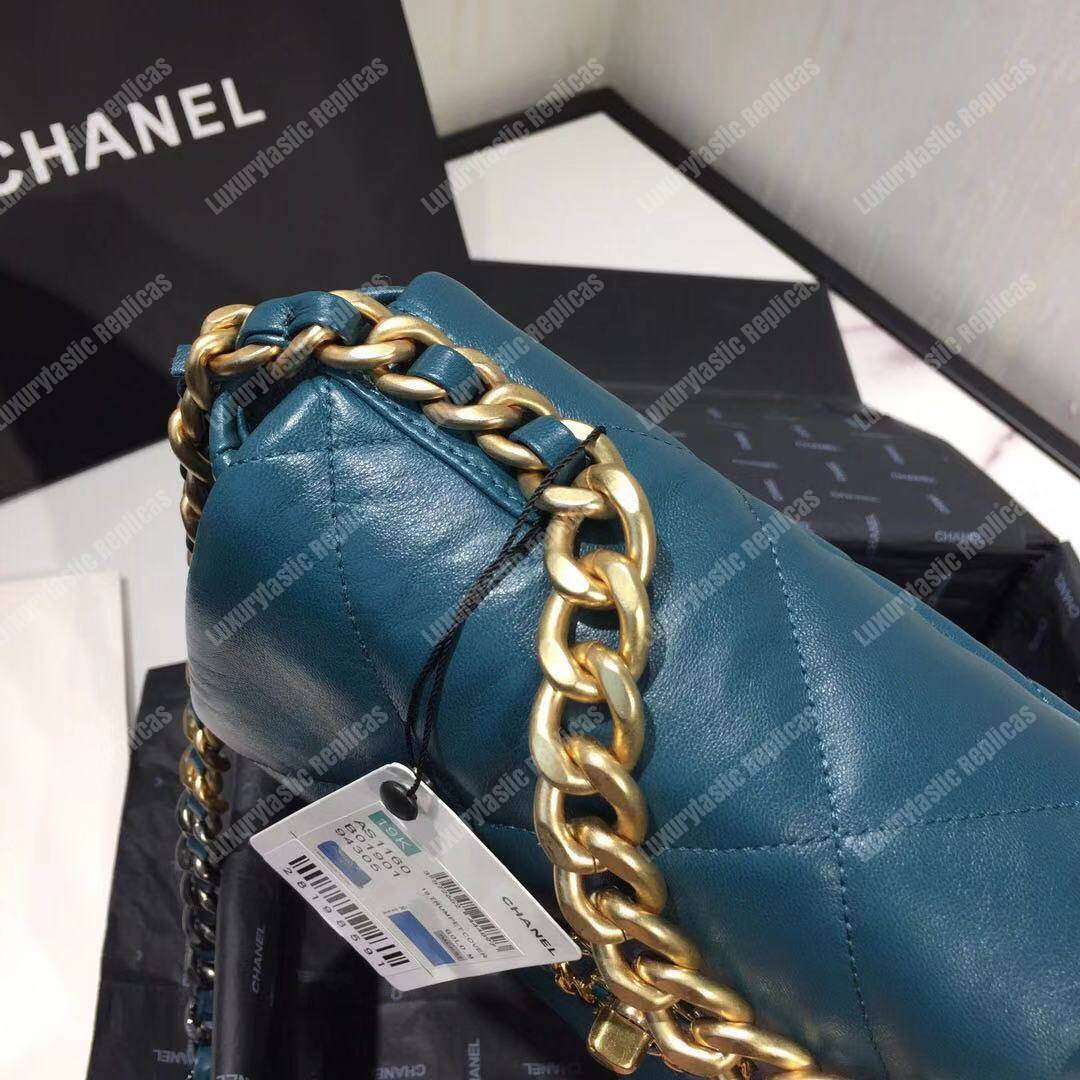 Ch*el 19 large flap bag turquoise