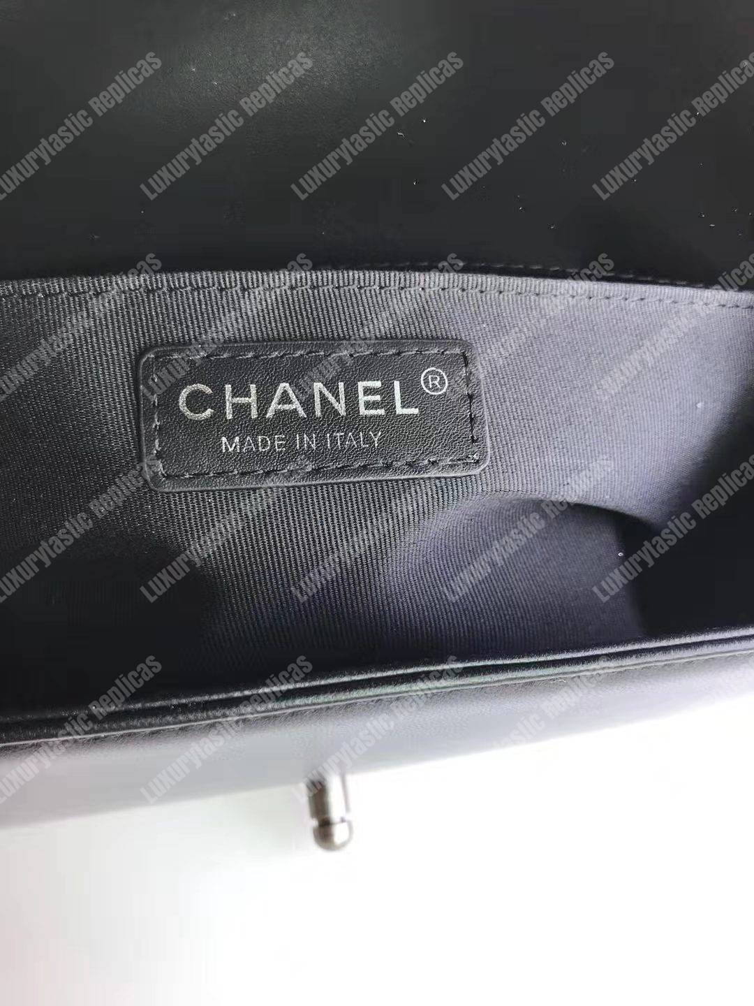 Ch*el boy medium handbag lambskin black