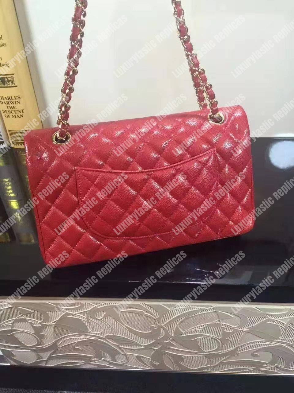 Ch*el classic medium flap bag red caviar