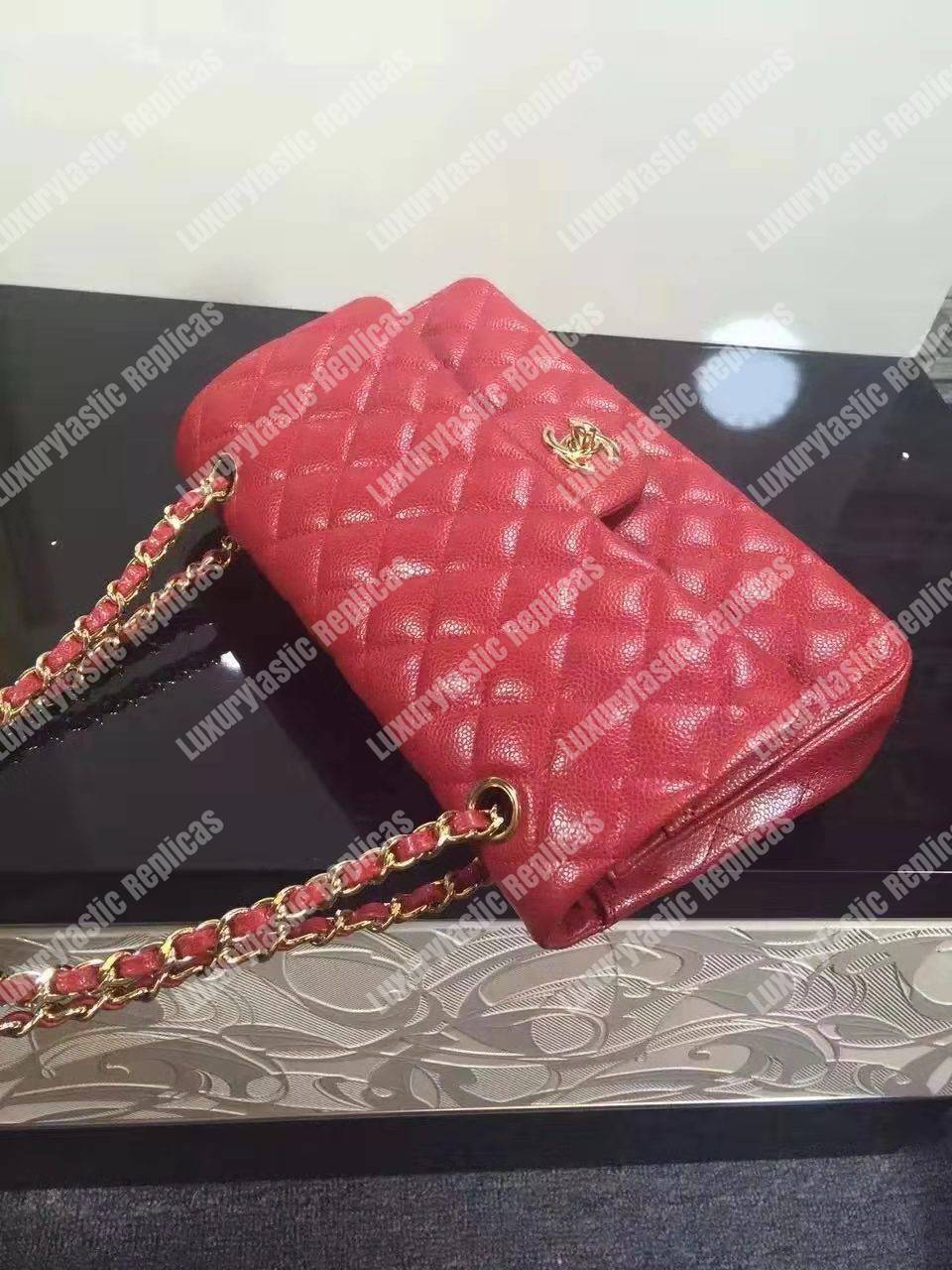 Ch*el classic medium flap bag red caviar