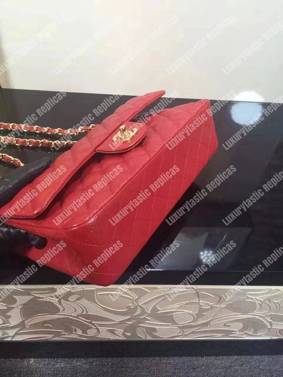 Ch*el classic medium flap bag red caviar