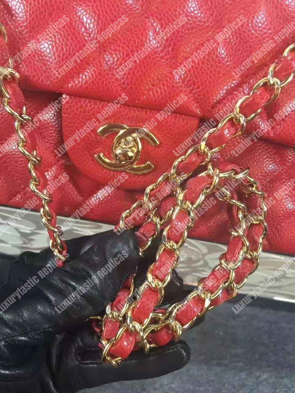 Ch*el classic medium flap bag red caviar