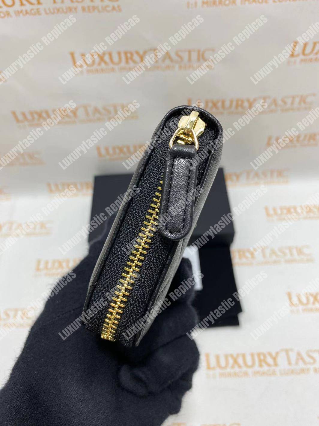 Ch*el 19 long zipped wallet sky black