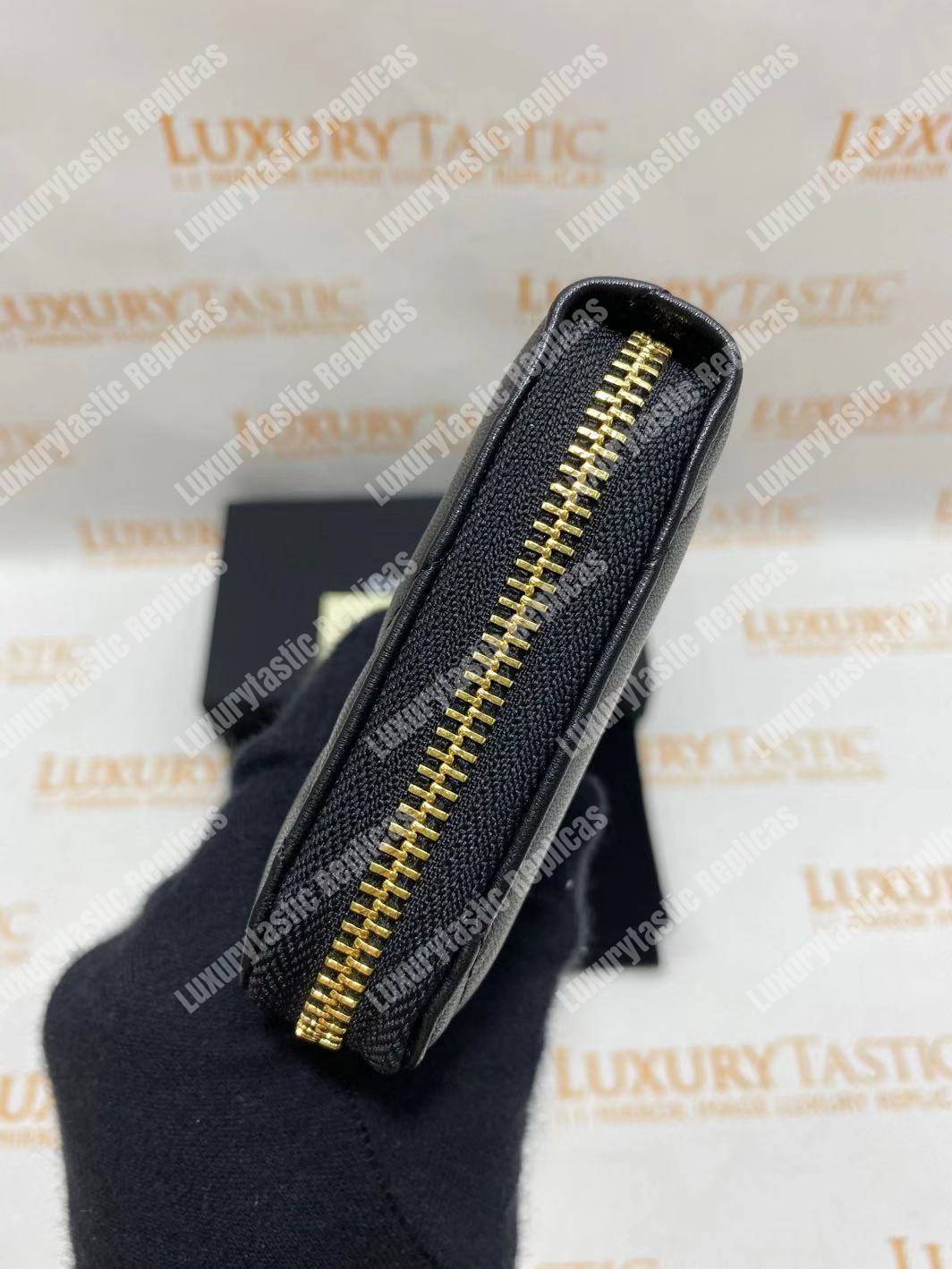 Ch*el 19 long zipped wallet sky black