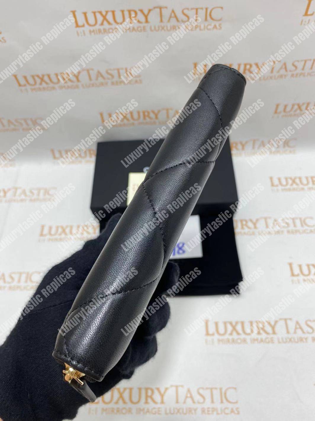 Ch*el 19 long zipped wallet sky black