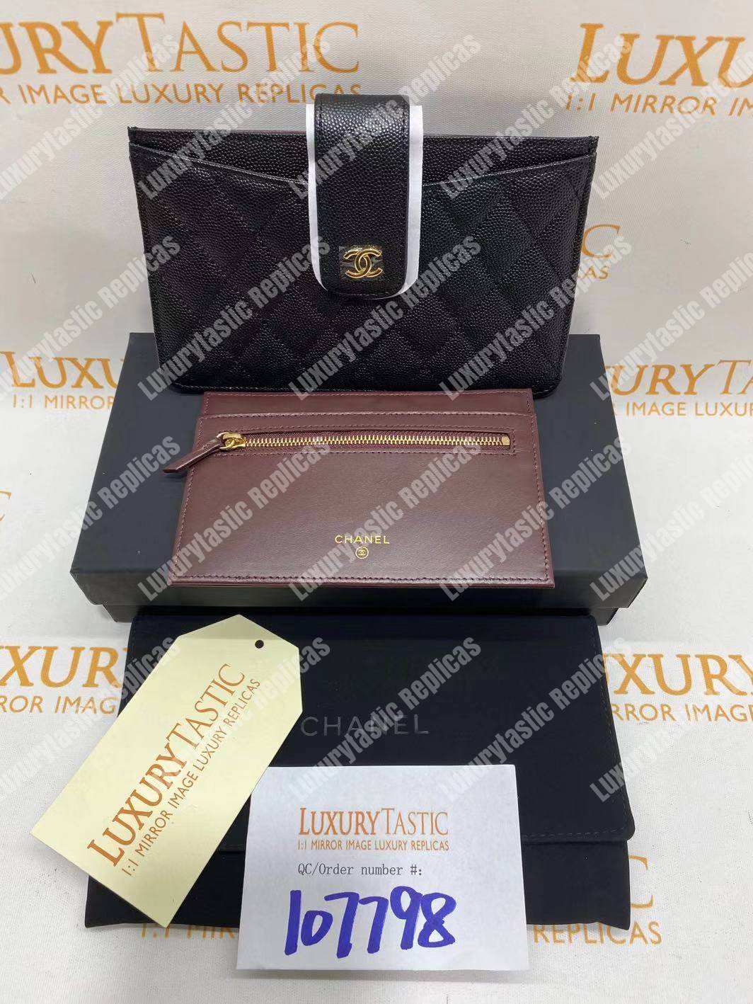 Ch*el classic pouch caviar leather black