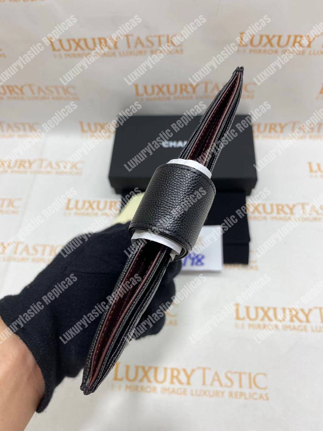 Ch*el classic pouch caviar leather black