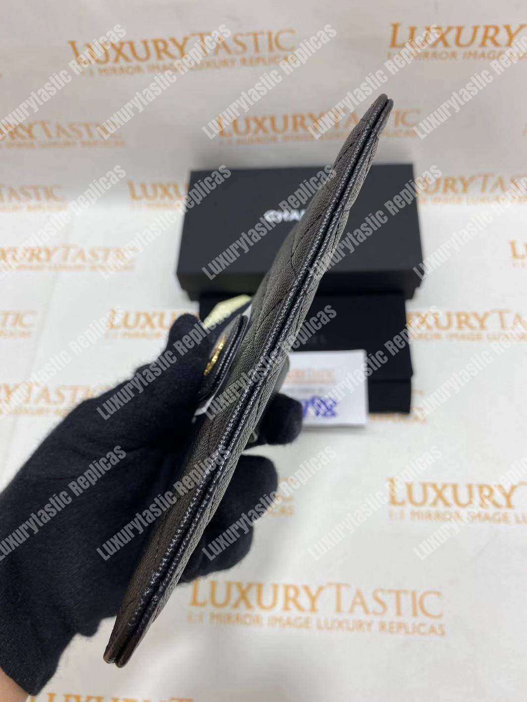 Ch*el classic pouch caviar leather black