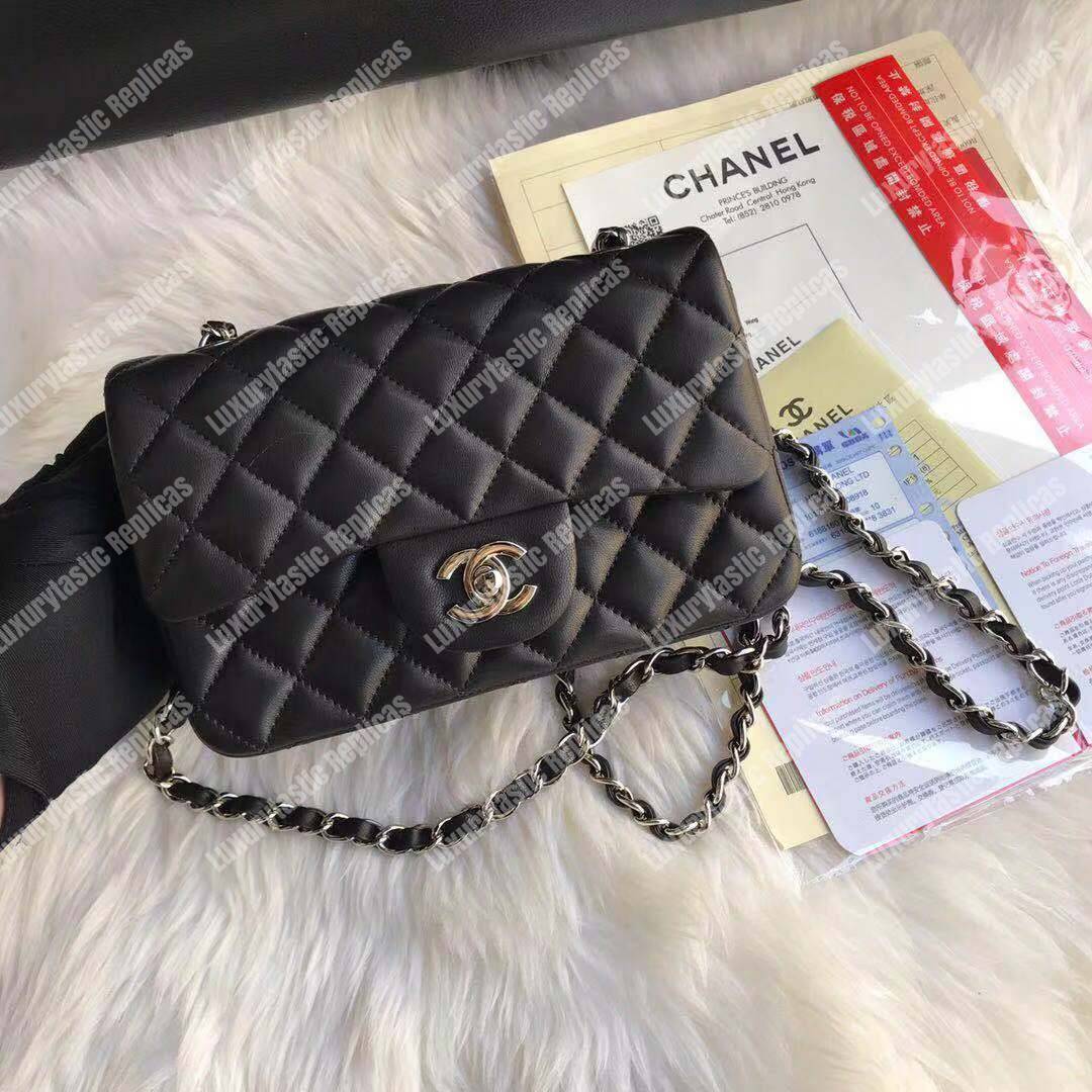 Ch*el mini flap bag black lambskin