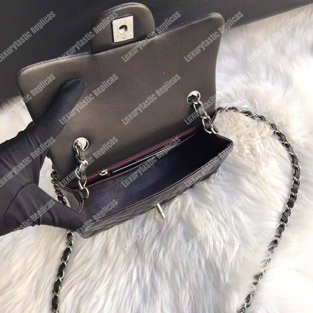 Ch*el mini flap bag black lambskin