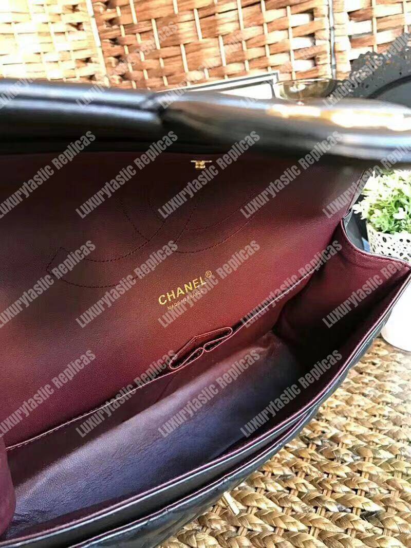 Ch*el classic flap maxi black lambskin-gold tone metal