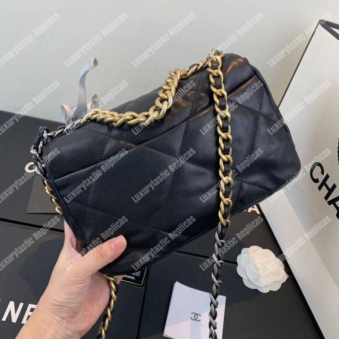 Ch*el 19 large flap bag black