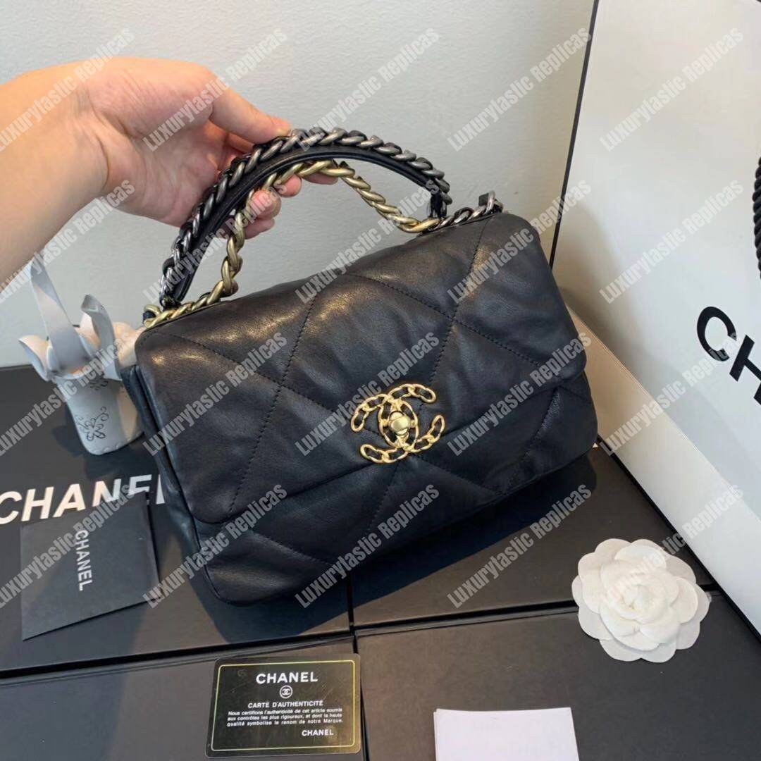 Ch*el 19 large flap bag black