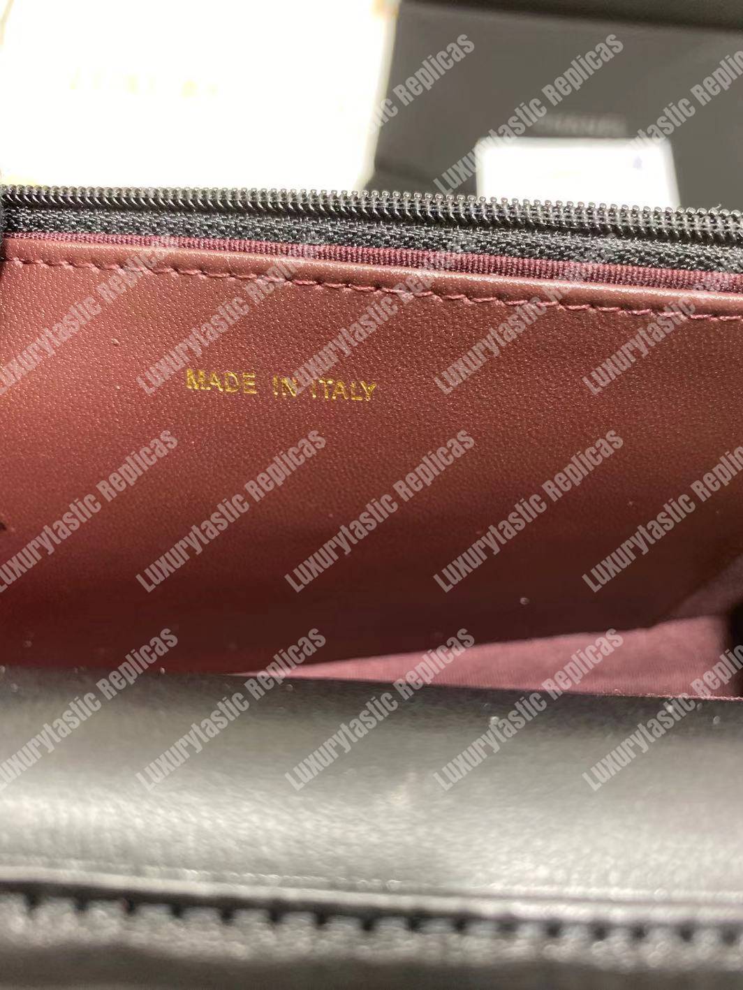 Ch*el wallet on chain – woc chevron lambskin black gold-toned