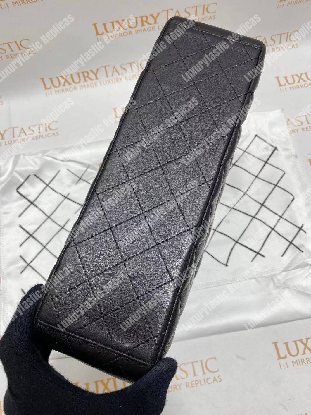 Ch*el classic flap maxi black lambskin-gold tone metal