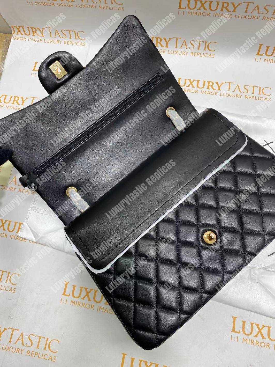 Ch*el classic flap maxi black lambskin-gold tone metal