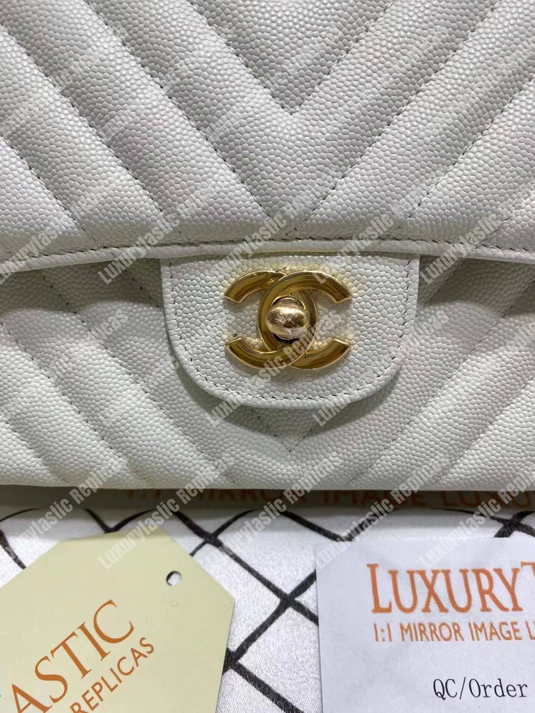 Ch*el classic medium handbag white