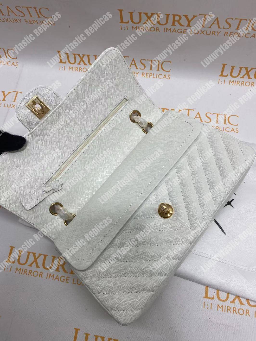 Ch*el classic medium handbag white