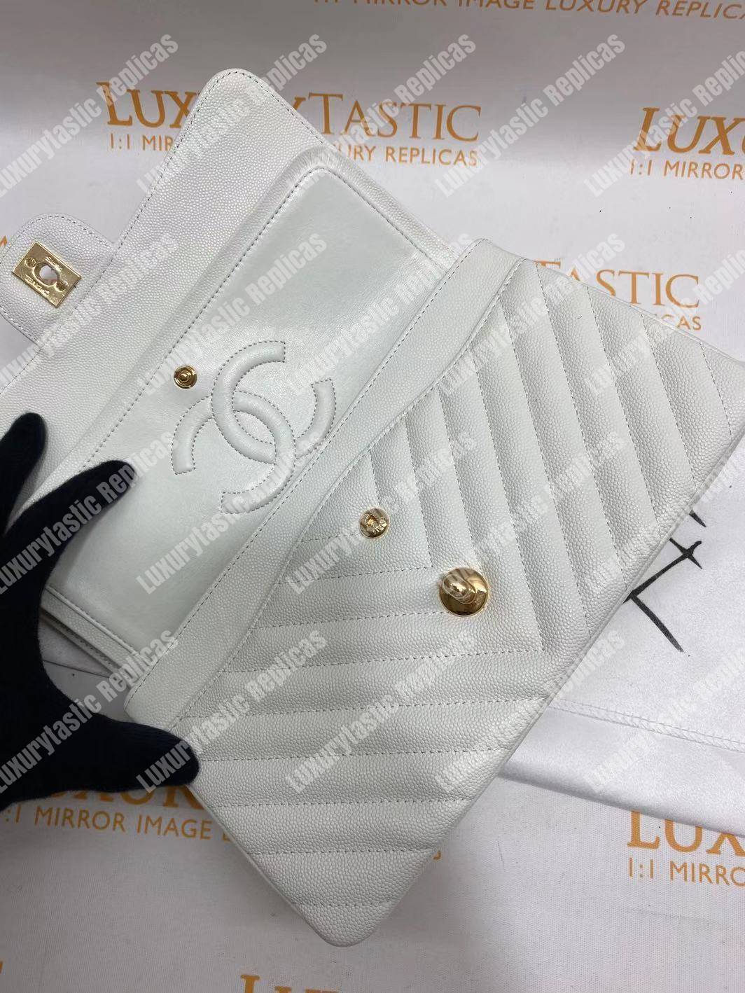 Ch*el classic medium handbag white